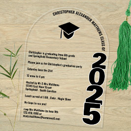 Afstudeerder 2025 Boogtypografie Any Age Graduatio Acryl Uitnodigingen