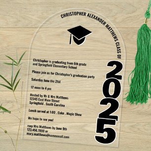 Afstudeerder 2025 Boogtypografie Any Age Graduatio Acryl Uitnodigingen