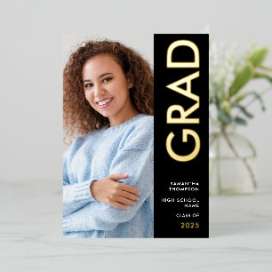 Afstudeerder 2025 Foto Black Gold Real Folie Aanko Uitnodiging