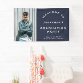 Afstudeerder 2025 Man Foto Navy Welkom Afstudeerfe Spandoek (Insitu)