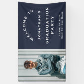 Afstudeerder 2025 Man Foto Navy Welkom Afstudeerfe Spandoek (Verticaal)