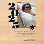 Afstudeerder 2025 Moderne foto Zwart-wit Cool Part Acryl Uitnodigingen (Voorkant)