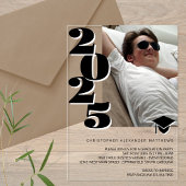 Afstudeerder 2025 Moderne foto Zwart-wit Cool Part Acryl Uitnodigingen