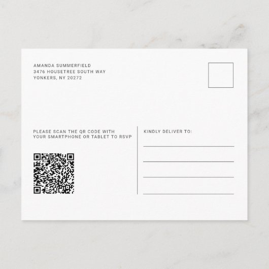 Afstudeerder 2025 Open Huis QR Code 3 Foto's Afstu Uitnodiging Briefkaart (Achterkant)