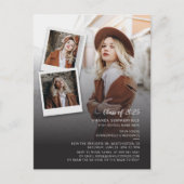 Afstudeerder 2025 Open Huis QR Code 3 Foto's Afstu Uitnodiging Briefkaart (Voorkant)