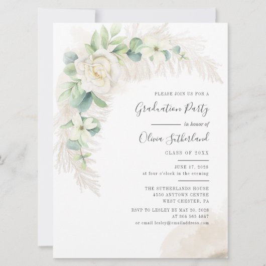 Afstudeerder 2025 Pampas Grass Graduation Party Kaart (Voorkant)