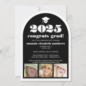 Afstudeerder 2025 Zwart Stijlvol 3 Foto Afstudeerf Kaart (Voorkant)