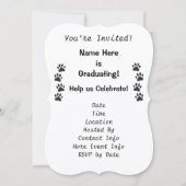 afstudeerder 2025 Zwart Wit Paw Prints Afstuderen Kaart (Achterkant)