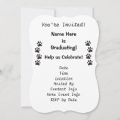 afstudeerder 2025 Zwart Wit Paw Prints Afstuderen Kaart (Achterkant)