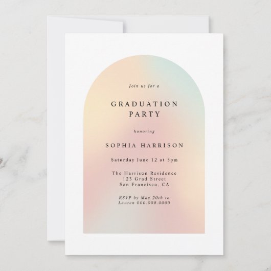 Afstudeerder '25 Photo Arch Wavy Typography Afstud Kaart (Achterkant)