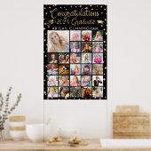 Afstudeerder 27 Foto Collage Gold Foil Black Poster (Keuken)