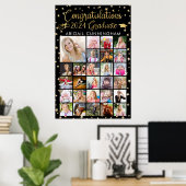 Afstudeerder 27 Foto Collage Gold Foil Black Poster (Thuiskantoor)