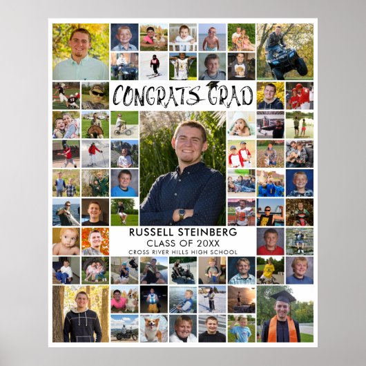 Afstudeerder 66 Foto Collage Aangepaste kleur Poster (Voorkant)