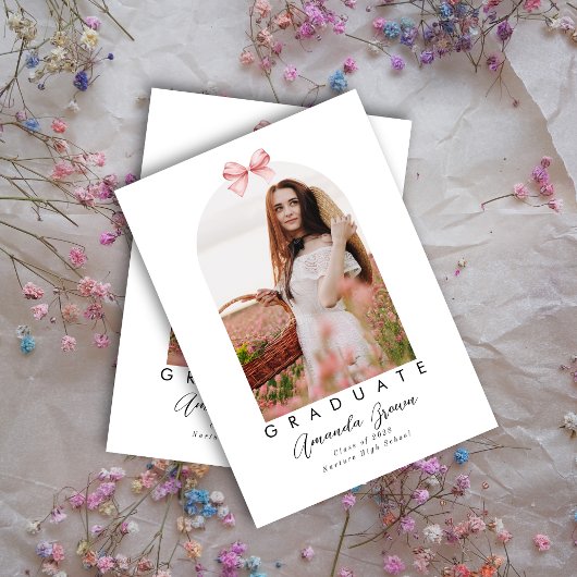 Afstudeerder Aankondiging 2025 Pink Bow Coquette E