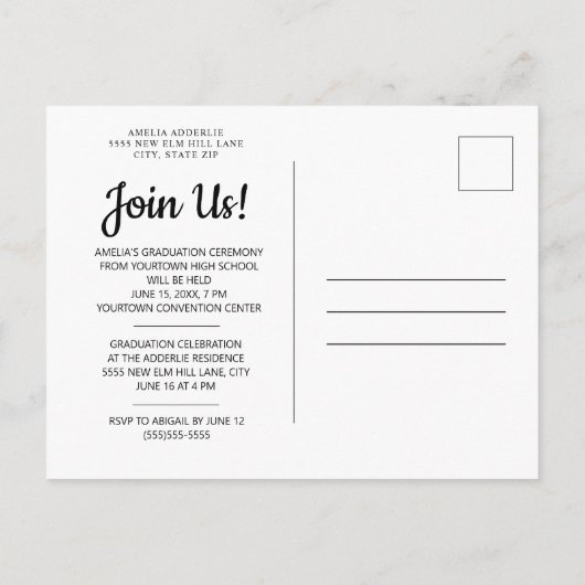 Afstudeerder Aankondiging Uitnodiging White Gold 6 (Achterkant)