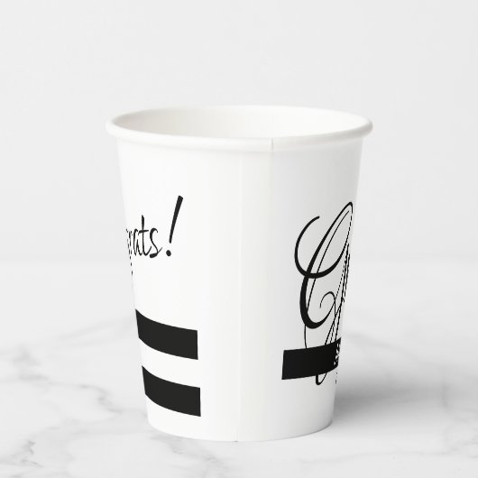 Afstudeerder afstuderen aangepaste naam en jaar papieren bekers (Rechts)