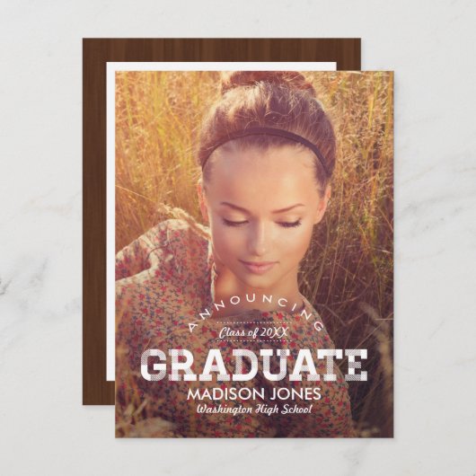 Afstudeerder Afstuderen Aankondiging /Uitnodiging (Voorkant / Achterkant)