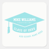 Afstudeerder / Afstuderen / Afstuderen blauw Vierkante Sticker (Voorkant)