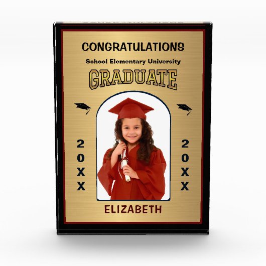 Afstudeerder Afstuderen Afstuderen Gold Aangepast Fotoblokken (Voorkant)