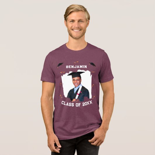 Afstudeerder Afstuderen Afstuderen Klasse van 2024 Tri-Blend Shirt (Voorkant volledig)