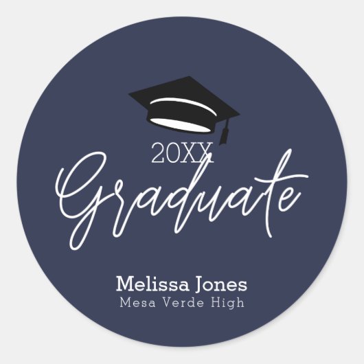 AFSTUDEERDER Afstuderen Afstuderen Modern Script E Ronde Sticker (Voorkant)