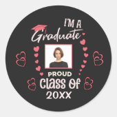 Afstudeerder Afstuderen de Klasse van het Afstuder Ronde Sticker (Voorkant)