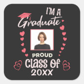 Afstudeerder Afstuderen de Klasse van het Afstuder Vierkante Sticker (Voorkant)