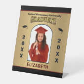 Afstudeerder Afstuderen Foto Afstuderen Gold Custo Reclamebord Met Voetstuk (Voorkant)