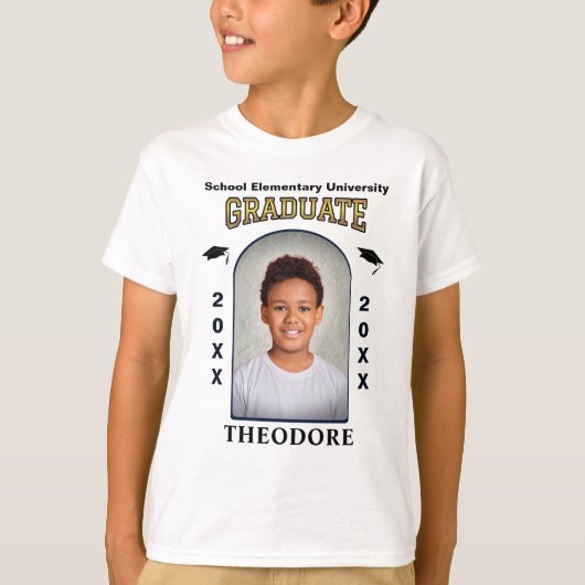Afstudeerder Afstuderen Foto Afstuderen Gold Custo T-shirt (Voorkant)