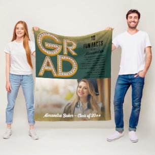 Afstudeerder Afstuderen Gouden Glitter Leuke Feite Fleece Deken