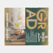 Afstudeerder Afstuderen Gouden Glitter Leuke Feite Fleece Deken (Voorkant (Horizontaal))