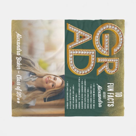 Afstudeerder Afstuderen Gouden Glitter Leuke Feite Fleece Deken (Voorkant (Horizontaal))