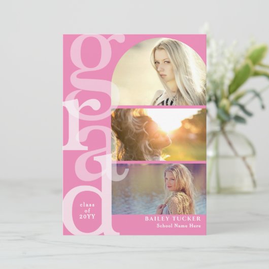 AFSTUDEERDER Arch 3-foto Modern Afstuderen Invitat Bedankkaart (Staand voorkant)