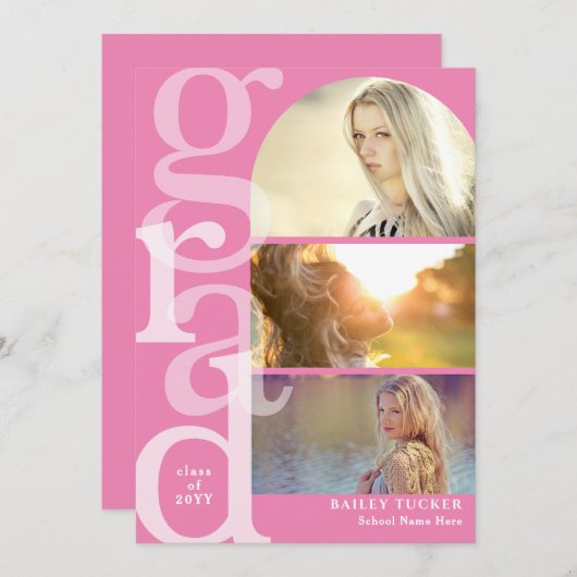 AFSTUDEERDER Arch 3-foto Modern Afstuderen Invitat Bedankkaart (Voorkant / Achterkant)