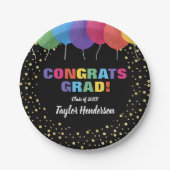 Afstudeerder Balloons Gold Confetti Afstuderen Papieren Bordje (Voorkant)