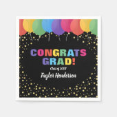 Afstudeerder Balloons Gold Confetti Afstuderen Servet (Voorkant)