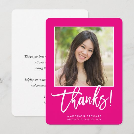 AFSTUDEERDER BEDANKT Chique Foto Eenvoudige Kallig (Voorkant / Achterkant)