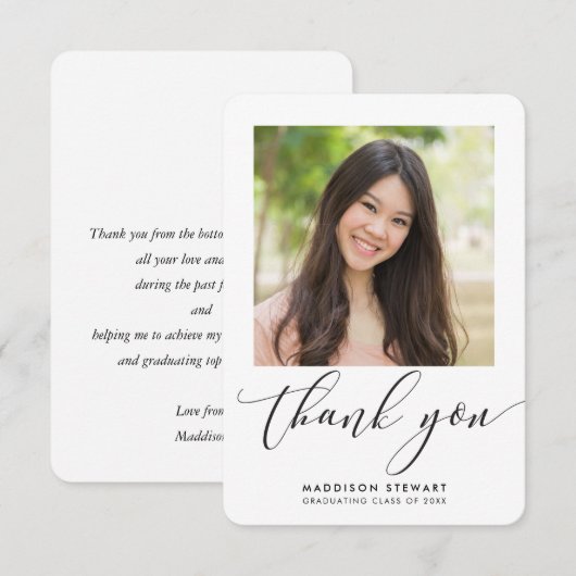 AFSTUDEERDER BEDANKT Moderne foto eenvoudige kalli (Voorkant / Achterkant)