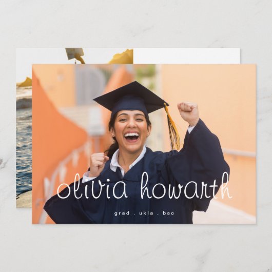 Afstudeerder Bewerkbaar vet script Afstuderen twee Aankondiging (Voorkant / Achterkant)