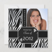 Afstudeerder Black White Zebra Animal Kaart (Voorkant)