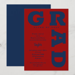 AFSTUDEERDER Blauw op donkerrood Afstuderen Kaart