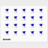 Afstudeerder Blauw Pet Geel Tassel Afstuderen Ronde Sticker (Vel)