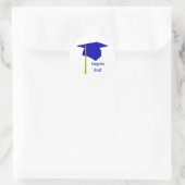Afstudeerder Blauw Pet Geel Tassel Afstuderen Ronde Sticker (Tas)