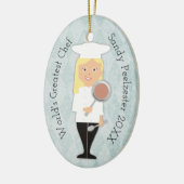 Afstudeerder blonde meisje met kookkerst keramisch ornament (Links)