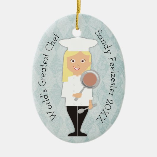 Afstudeerder blonde meisje met kookkerst keramisch ornament (Voorkant)