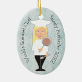 Afstudeerder blonde meisje met kookkerst keramisch ornament (Achterkant)