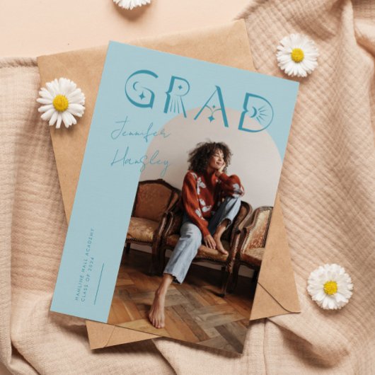 AFSTUDEERDER Blue Arch Mystiek Afstuderen Aankondi Bedankkaart