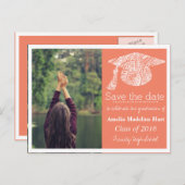 Afstudeerder Boheems Pet Koraal Bewaar de datumfot Aankondigingskaart (Voorkant / Achterkant)