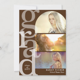 AFSTUDEERDER boog foto bruin Afstuderen aankondigi Bedankkaart