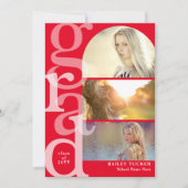 AFSTUDEERDER boog foto Modern rood Afstuderen uitn Bedankkaart (Voorkant)